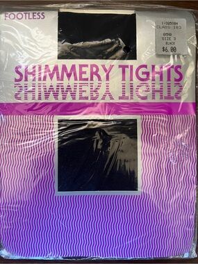 Vintage Hampshire Hosiery Black Footless Shimmery Tights - Size 3 - Made in USA